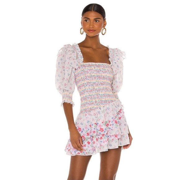 LoveShackFancy Dresses & Skirts - new loveshackfancy golden multi cream symphony floral tiered dress size P RARE